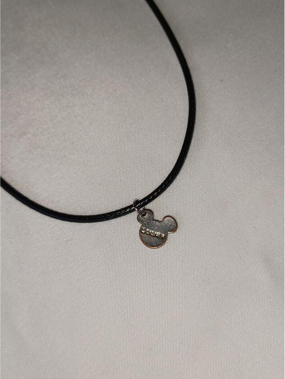Disney Patinaed Mickey Head Pendant on 18+ Inch Black Cord Necklace - Picture 3 of 6